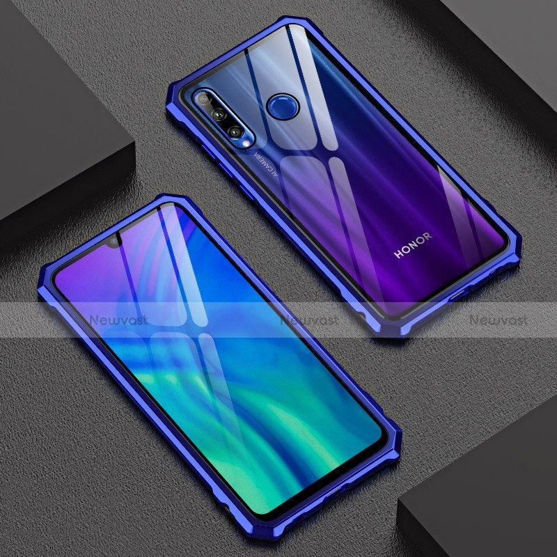 Luxury Aluminum Metal Frame Mirror Cover Case 360 Degrees T03 for Huawei Honor 20E Blue