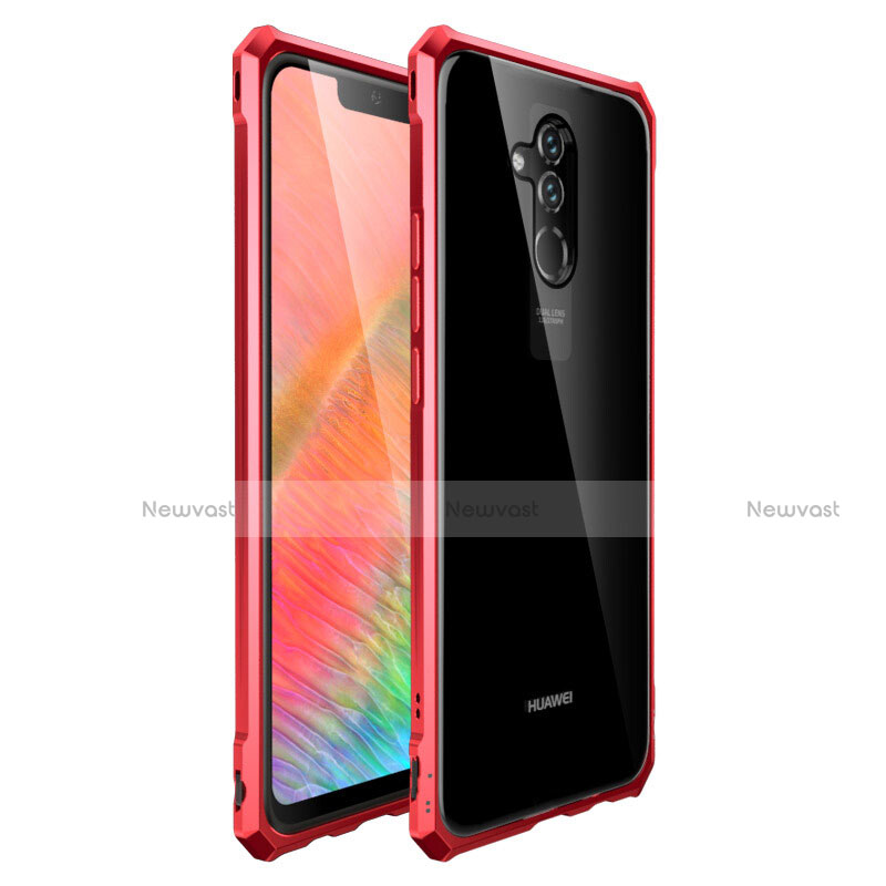 Luxury Aluminum Metal Frame Mirror Cover Case 360 Degrees T03 for Huawei Mate 20 X 5G Red