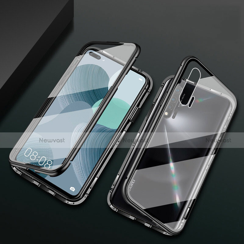 Luxury Aluminum Metal Frame Mirror Cover Case 360 Degrees T03 for Huawei Nova 6 5G Black