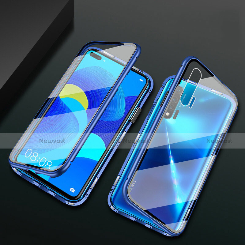 Luxury Aluminum Metal Frame Mirror Cover Case 360 Degrees T03 for Huawei Nova 6 5G Blue