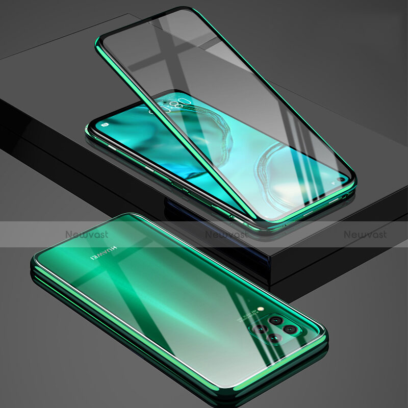 Luxury Aluminum Metal Frame Mirror Cover Case 360 Degrees T03 for Huawei Nova 6 SE Green