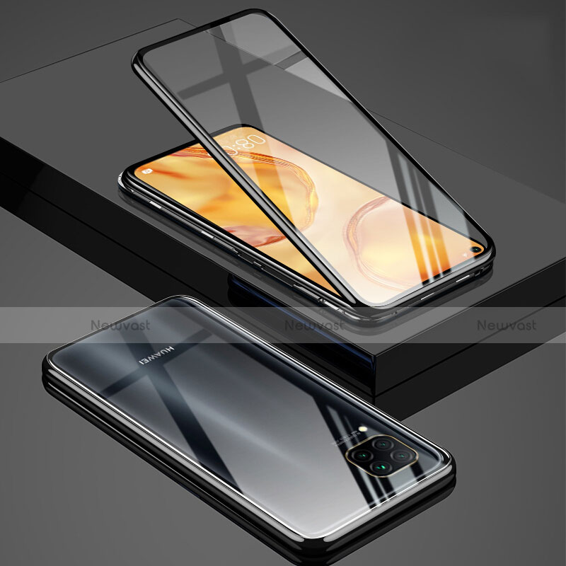 Luxury Aluminum Metal Frame Mirror Cover Case 360 Degrees T03 for Huawei Nova 7i Black