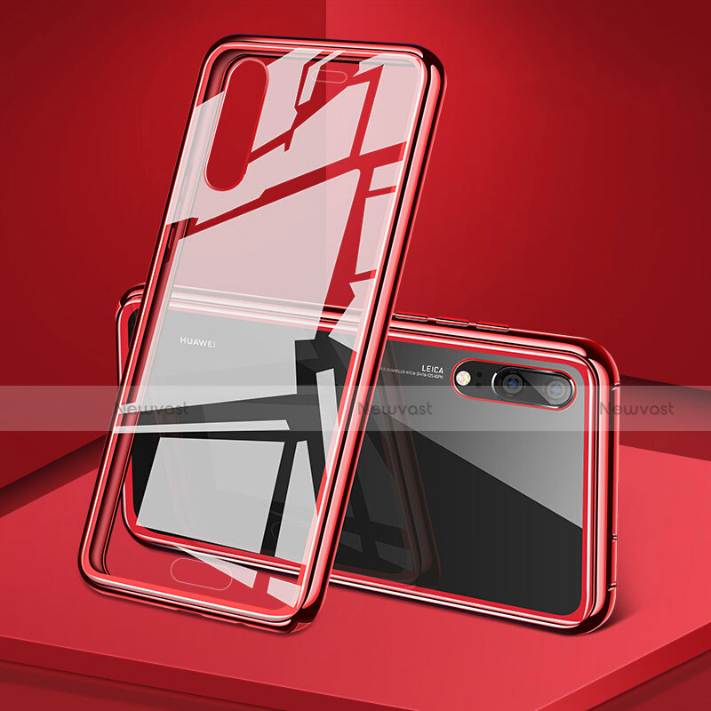 Luxury Aluminum Metal Frame Mirror Cover Case 360 Degrees T03 for Huawei P20 Red