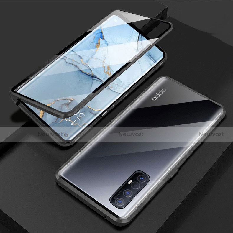 Luxury Aluminum Metal Frame Mirror Cover Case 360 Degrees T03 for Oppo Reno3 Pro