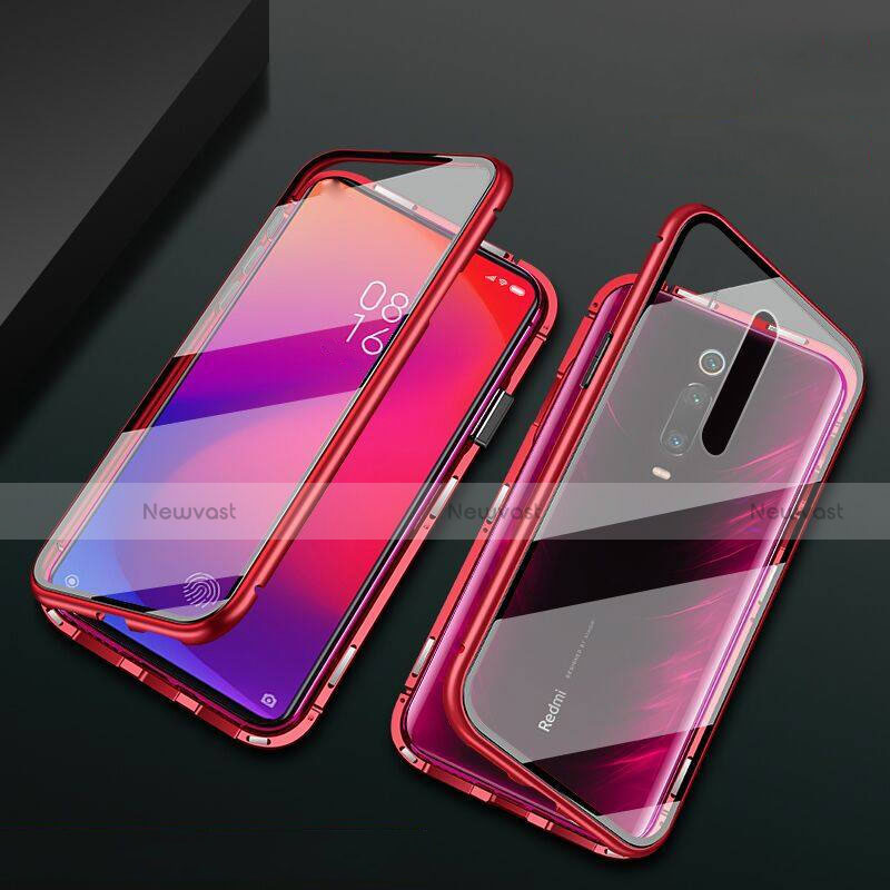 Luxury Aluminum Metal Frame Mirror Cover Case 360 Degrees T03 for Xiaomi Redmi K20 Pro Red