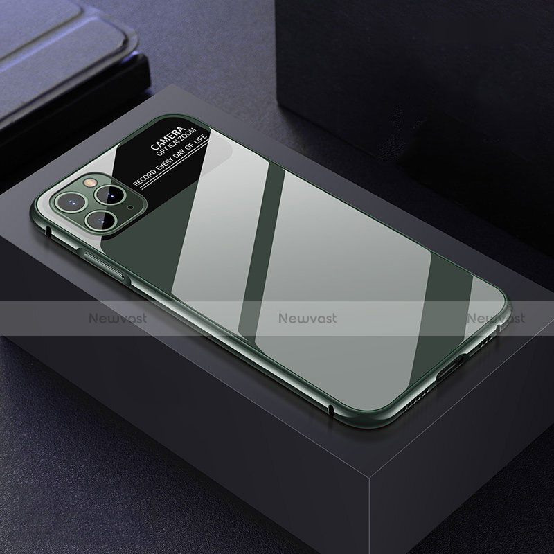 Luxury Aluminum Metal Frame Mirror Cover Case 360 Degrees T04 for Apple iPhone 11 Pro Max Green