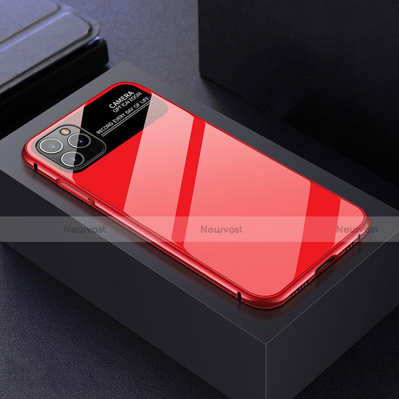 Luxury Aluminum Metal Frame Mirror Cover Case 360 Degrees T04 for Apple iPhone 11 Pro Max Red