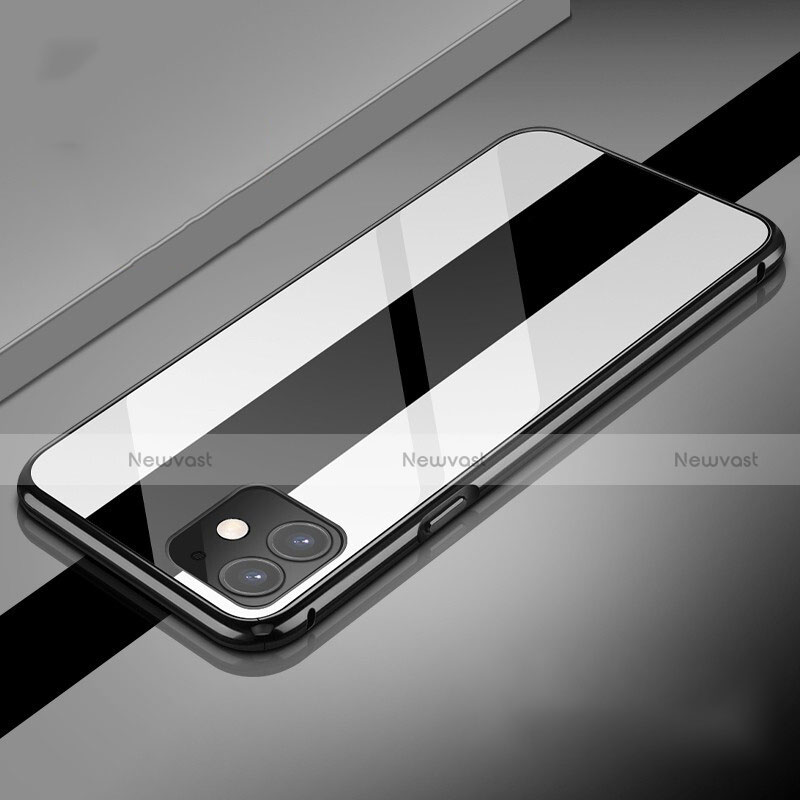 Luxury Aluminum Metal Frame Mirror Cover Case 360 Degrees T04 for Apple iPhone 11 White