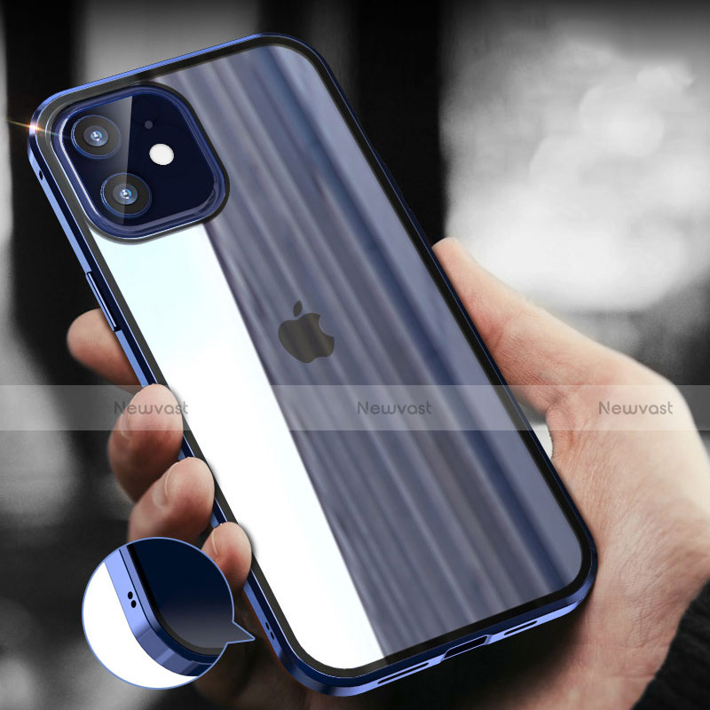 Luxury Aluminum Metal Frame Mirror Cover Case 360 Degrees T04 for Apple iPhone 12 Mini