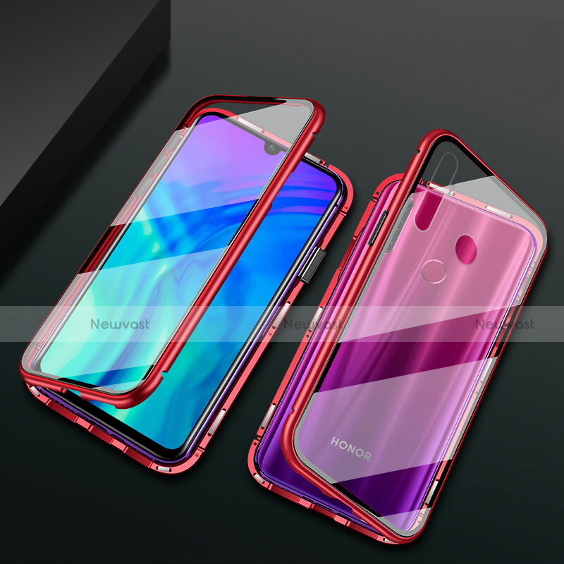 Luxury Aluminum Metal Frame Mirror Cover Case 360 Degrees T04 for Huawei Honor 20i Red