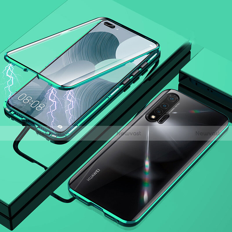 Luxury Aluminum Metal Frame Mirror Cover Case 360 Degrees T04 for Huawei Nova 6 5G Green