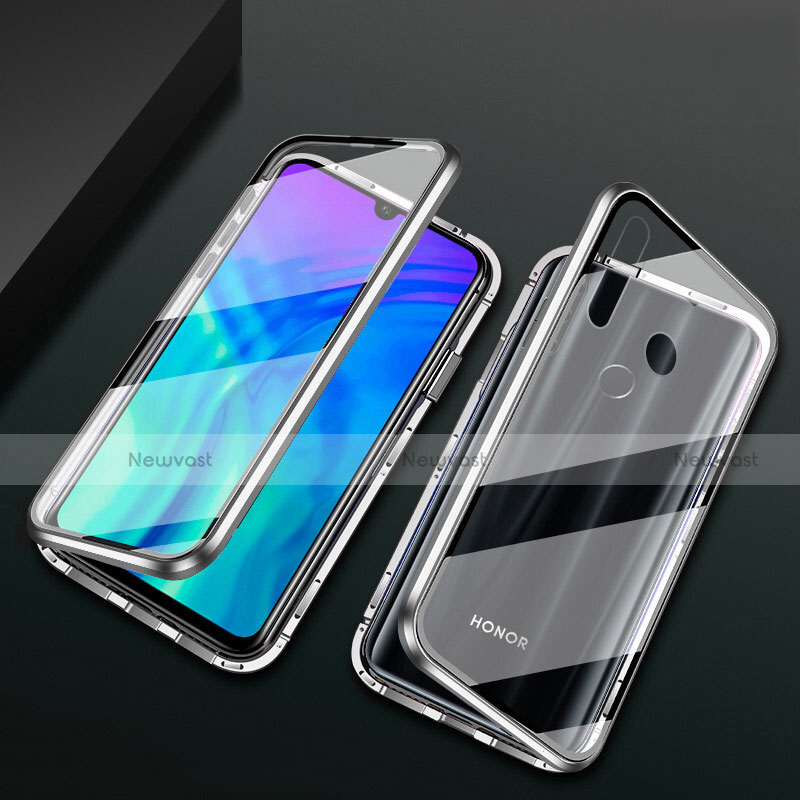 Luxury Aluminum Metal Frame Mirror Cover Case 360 Degrees T04 for Huawei P Smart+ Plus (2019) Silver