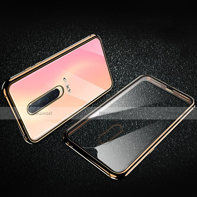 Luxury Aluminum Metal Frame Mirror Cover Case 360 Degrees T04 for Oppo R17 Pro Gold