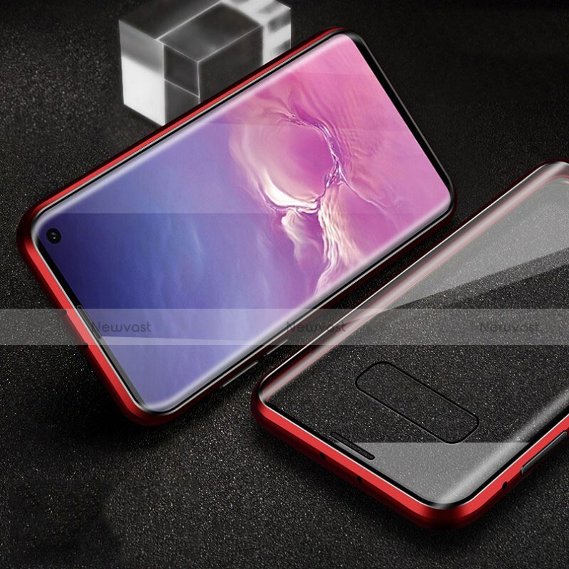 Luxury Aluminum Metal Frame Mirror Cover Case 360 Degrees T04 for Samsung Galaxy S10e Red