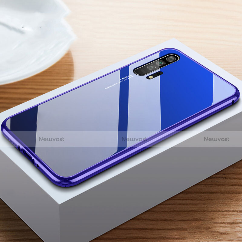 Luxury Aluminum Metal Frame Mirror Cover Case 360 Degrees T05 for Huawei Honor 20 Pro Blue