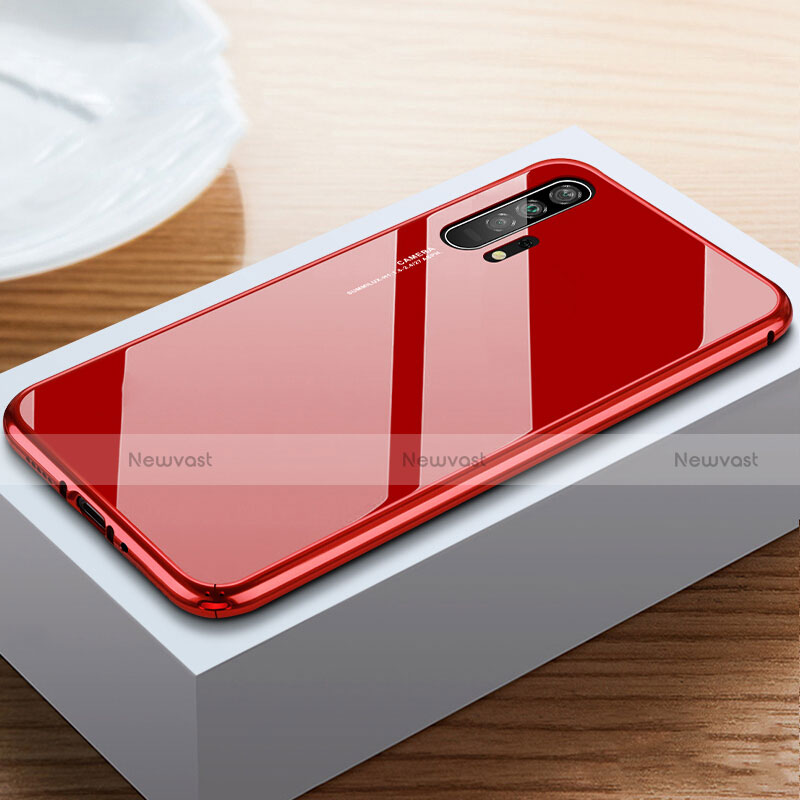 Luxury Aluminum Metal Frame Mirror Cover Case 360 Degrees T05 for Huawei Honor 20 Pro Red