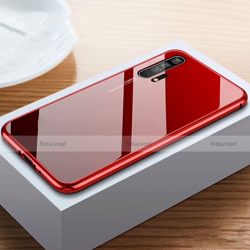 Luxury Aluminum Metal Frame Mirror Cover Case 360 Degrees T05 for Huawei Honor 20 Pro Red and Black