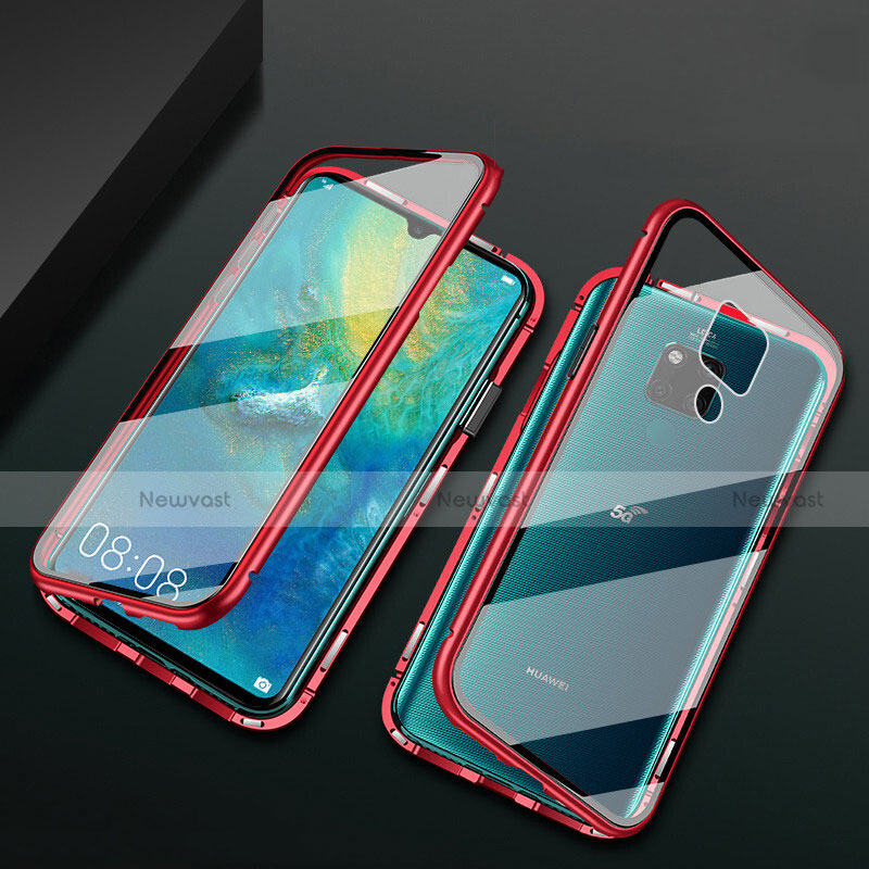 Luxury Aluminum Metal Frame Mirror Cover Case 360 Degrees T05 for Huawei Mate 20 X 5G Red