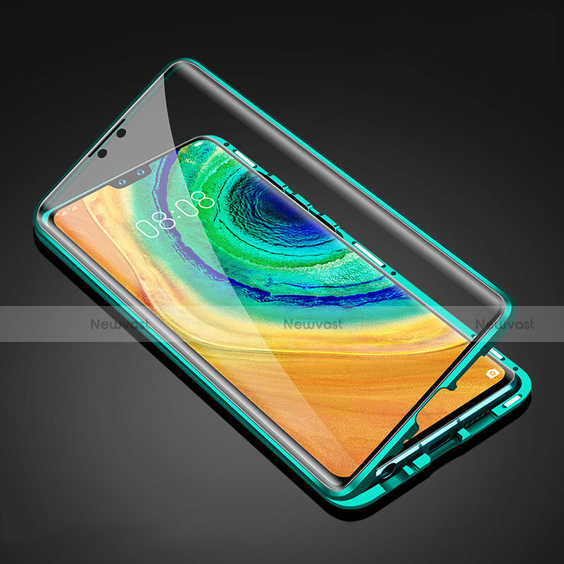 Luxury Aluminum Metal Frame Mirror Cover Case 360 Degrees T05 for Huawei Mate 30E Pro 5G Green