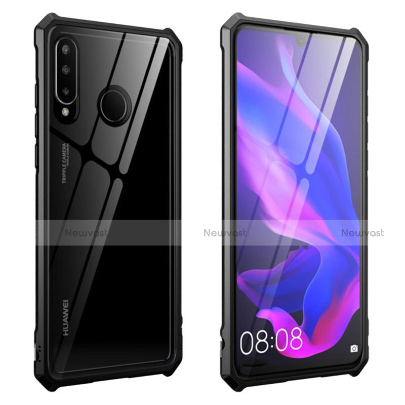 Luxury Aluminum Metal Frame Mirror Cover Case 360 Degrees T05 for Huawei Nova 4e Black