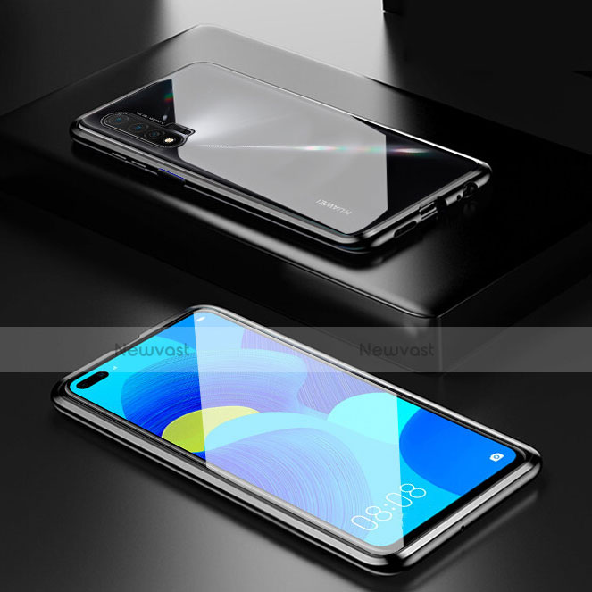 Luxury Aluminum Metal Frame Mirror Cover Case 360 Degrees T05 for Huawei Nova 6 5G Black