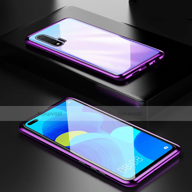 Luxury Aluminum Metal Frame Mirror Cover Case 360 Degrees T05 for Huawei Nova 6 5G Purple