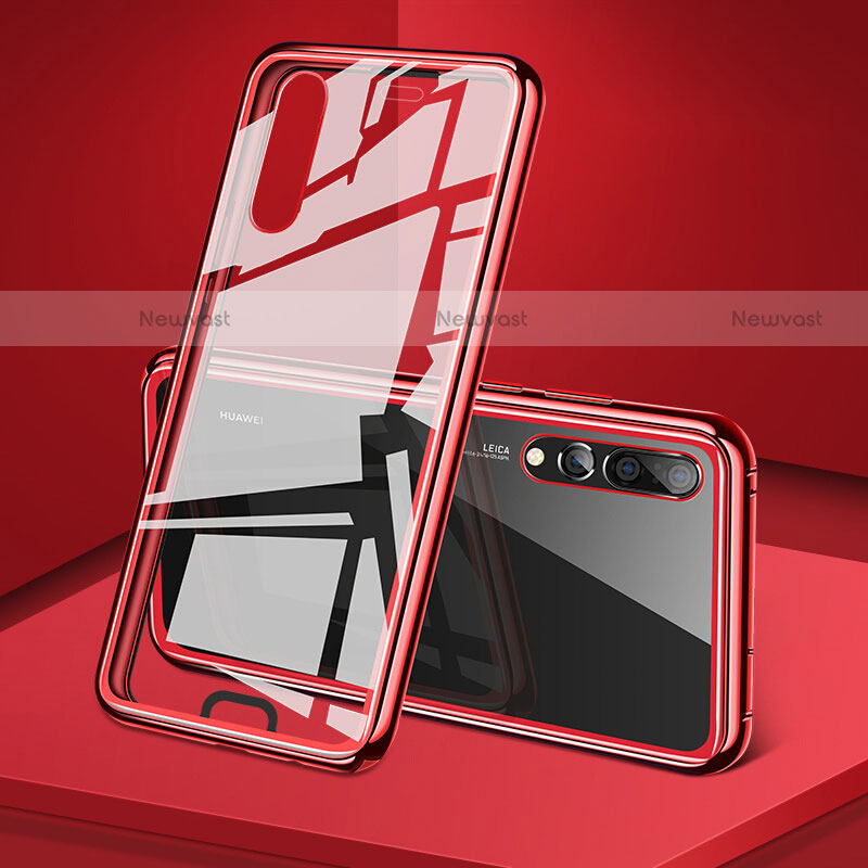 Luxury Aluminum Metal Frame Mirror Cover Case 360 Degrees T05 for Huawei P20 Pro Red