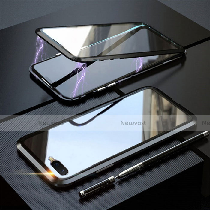 Luxury Aluminum Metal Frame Mirror Cover Case 360 Degrees T05 for Oppo R15X Black