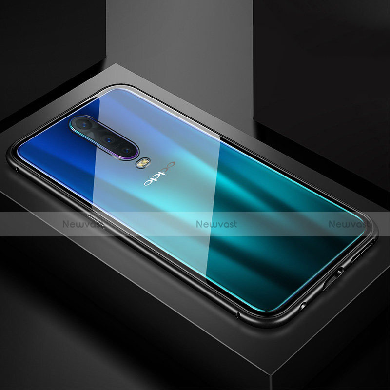 Luxury Aluminum Metal Frame Mirror Cover Case 360 Degrees T05 for Oppo R17 Pro Black