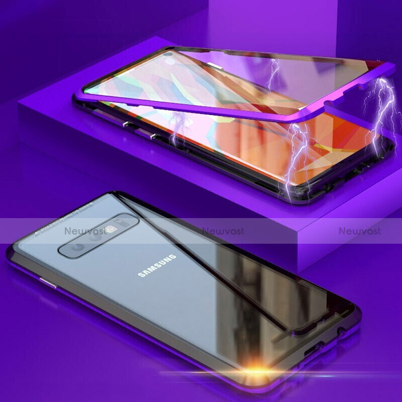 Luxury Aluminum Metal Frame Mirror Cover Case 360 Degrees T05 for Samsung Galaxy S10 5G Purple