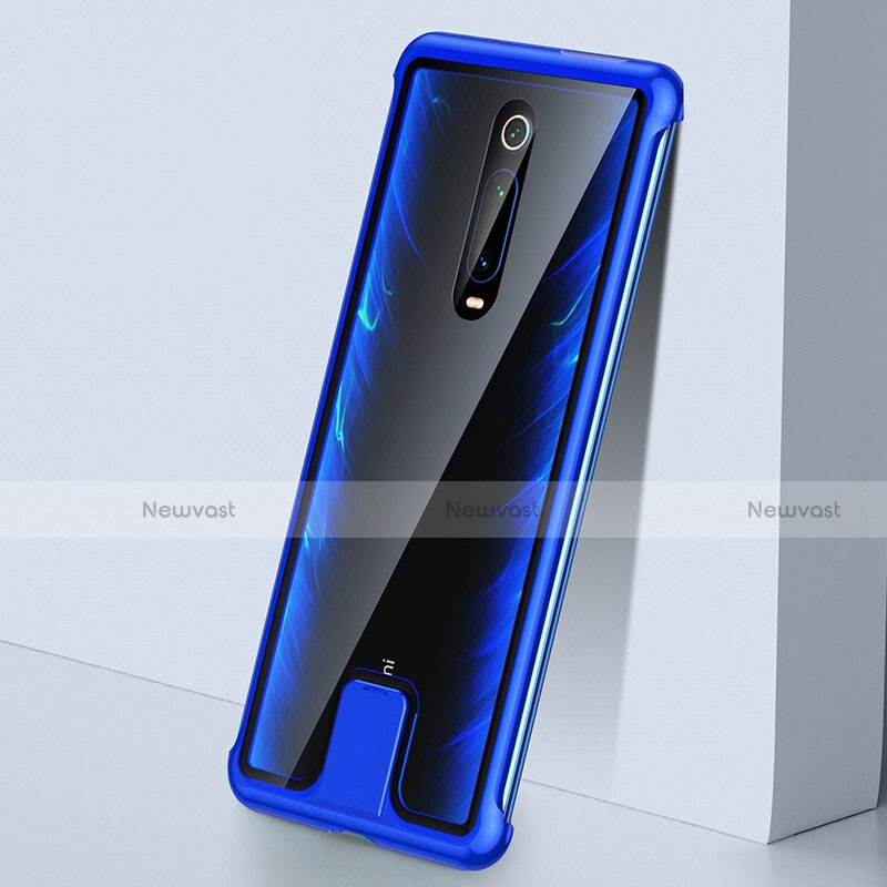 Luxury Aluminum Metal Frame Mirror Cover Case 360 Degrees T05 for Xiaomi Mi 9T Pro Blue