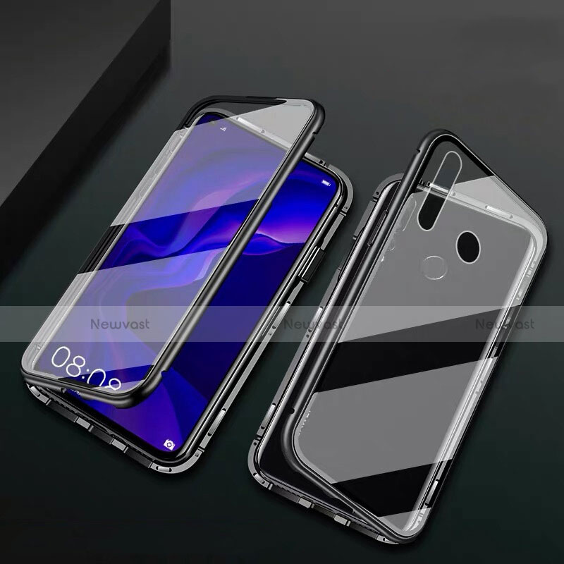 Luxury Aluminum Metal Frame Mirror Cover Case 360 Degrees T06 for Huawei Nova 4e Black