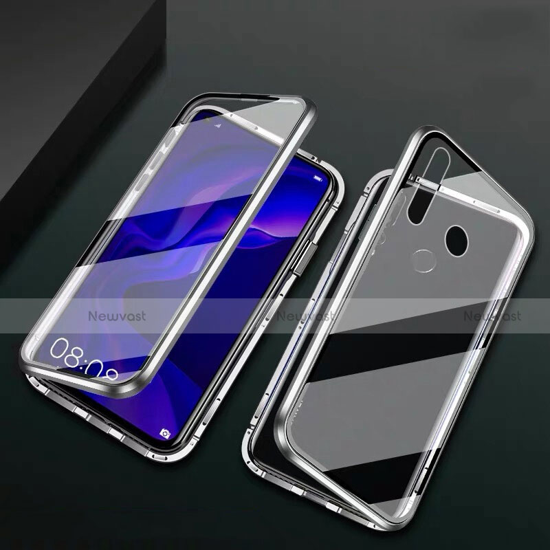 Luxury Aluminum Metal Frame Mirror Cover Case 360 Degrees T06 for Huawei Nova 4e Silver