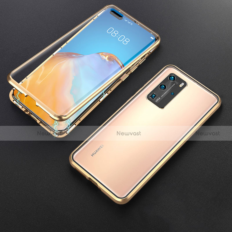 Luxury Aluminum Metal Frame Mirror Cover Case 360 Degrees T06 for Huawei P40 Pro