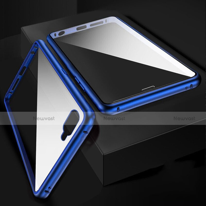 Luxury Aluminum Metal Frame Mirror Cover Case 360 Degrees T06 for Oppo K1 Blue