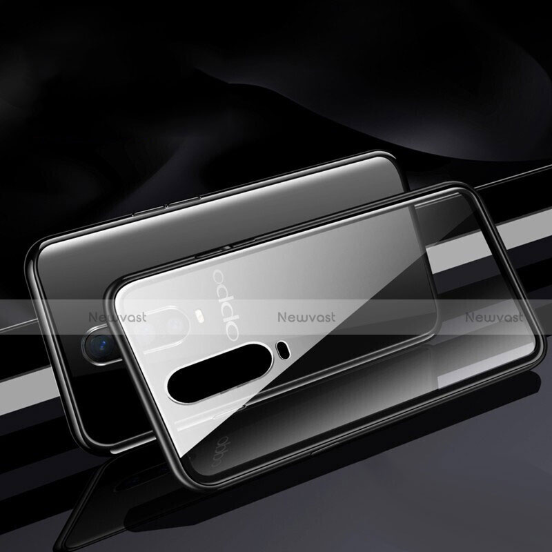 Luxury Aluminum Metal Frame Mirror Cover Case 360 Degrees T06 for Oppo R17 Pro Black