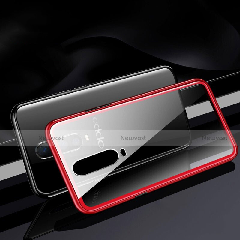 Luxury Aluminum Metal Frame Mirror Cover Case 360 Degrees T06 for Oppo R17 Pro Red