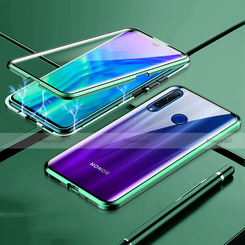 Luxury Aluminum Metal Frame Mirror Cover Case 360 Degrees T07 for Huawei P Smart+ Plus (2019) Green