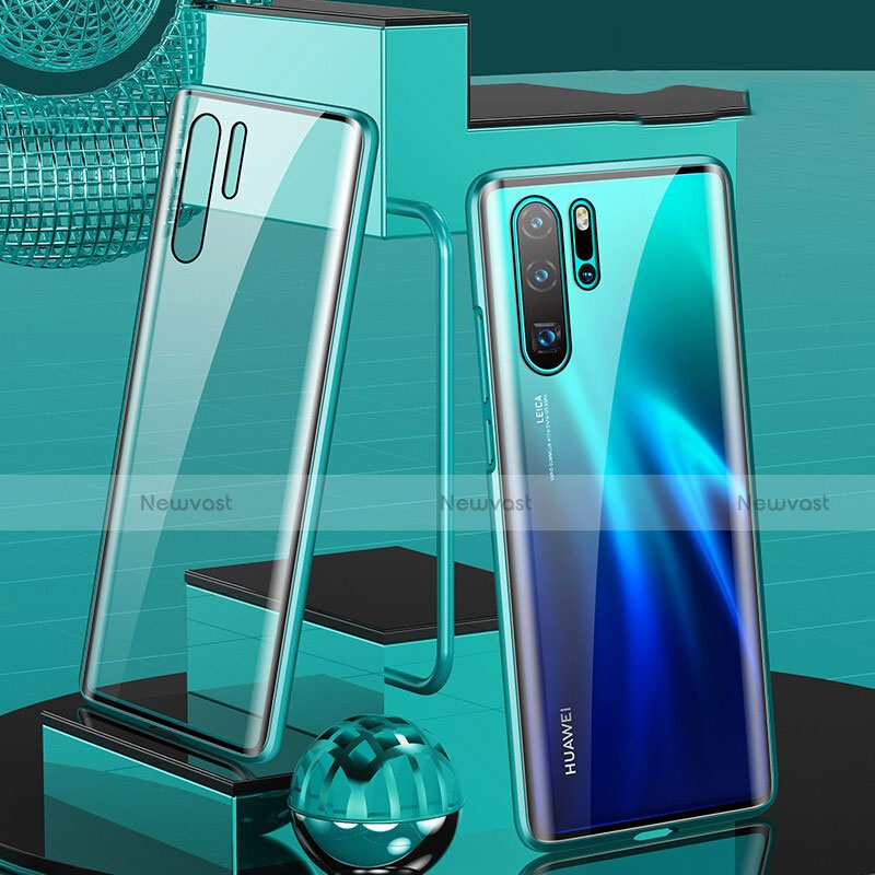 Luxury Aluminum Metal Frame Mirror Cover Case 360 Degrees T07 for Huawei P30 Pro New Edition Green