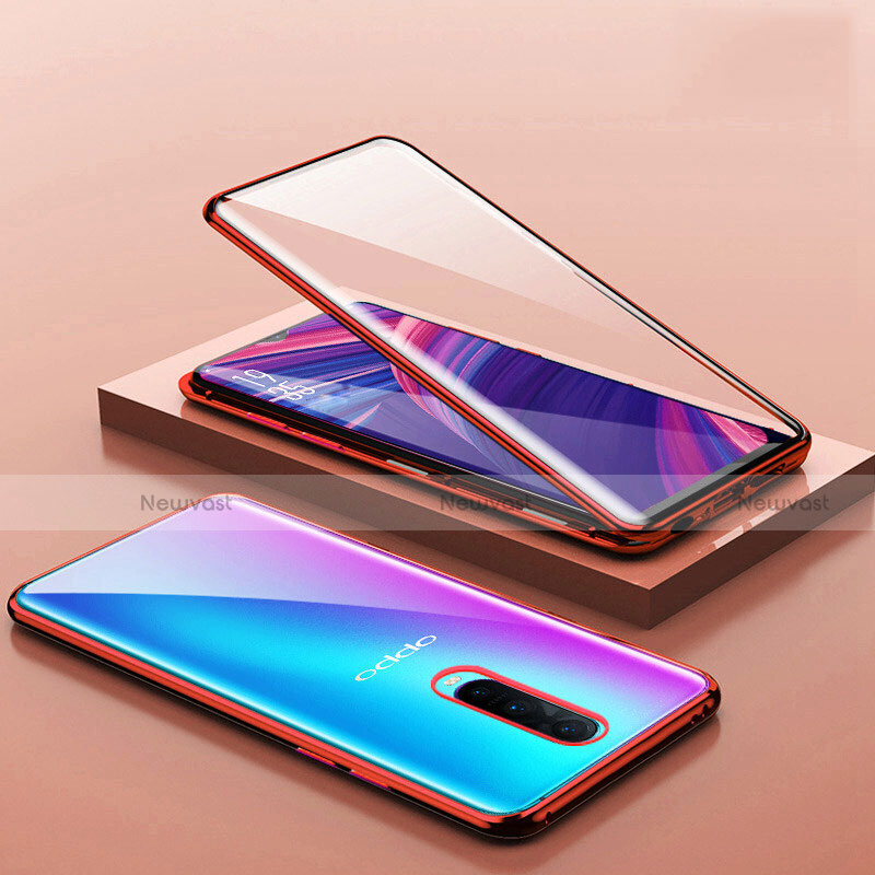 Luxury Aluminum Metal Frame Mirror Cover Case 360 Degrees T07 for Oppo RX17 Pro Red