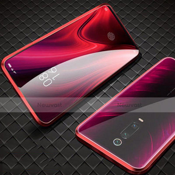 Luxury Aluminum Metal Frame Mirror Cover Case 360 Degrees T07 for Xiaomi Mi 9T Red