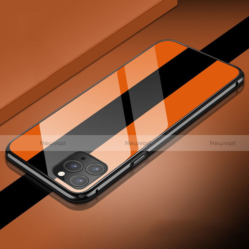 Luxury Aluminum Metal Frame Mirror Cover Case 360 Degrees T08 for Apple iPhone 11 Pro Max Orange