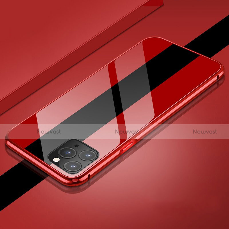 Luxury Aluminum Metal Frame Mirror Cover Case 360 Degrees T08 for Apple iPhone 11 Pro Max Red