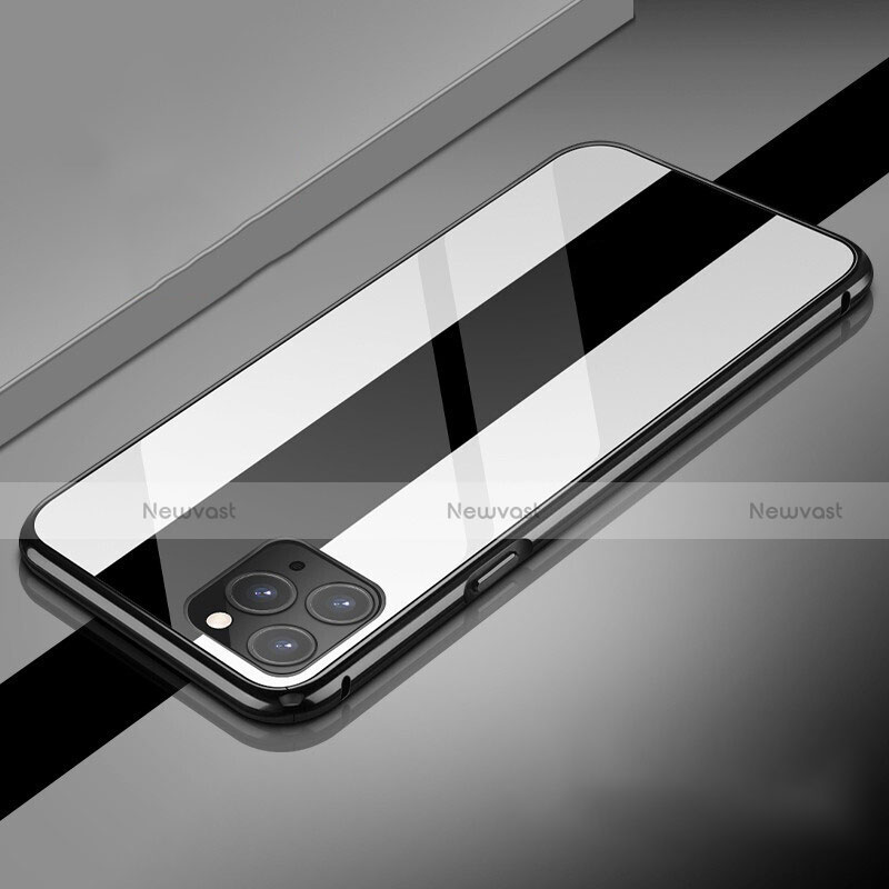 Luxury Aluminum Metal Frame Mirror Cover Case 360 Degrees T08 for Apple iPhone 11 Pro Max White