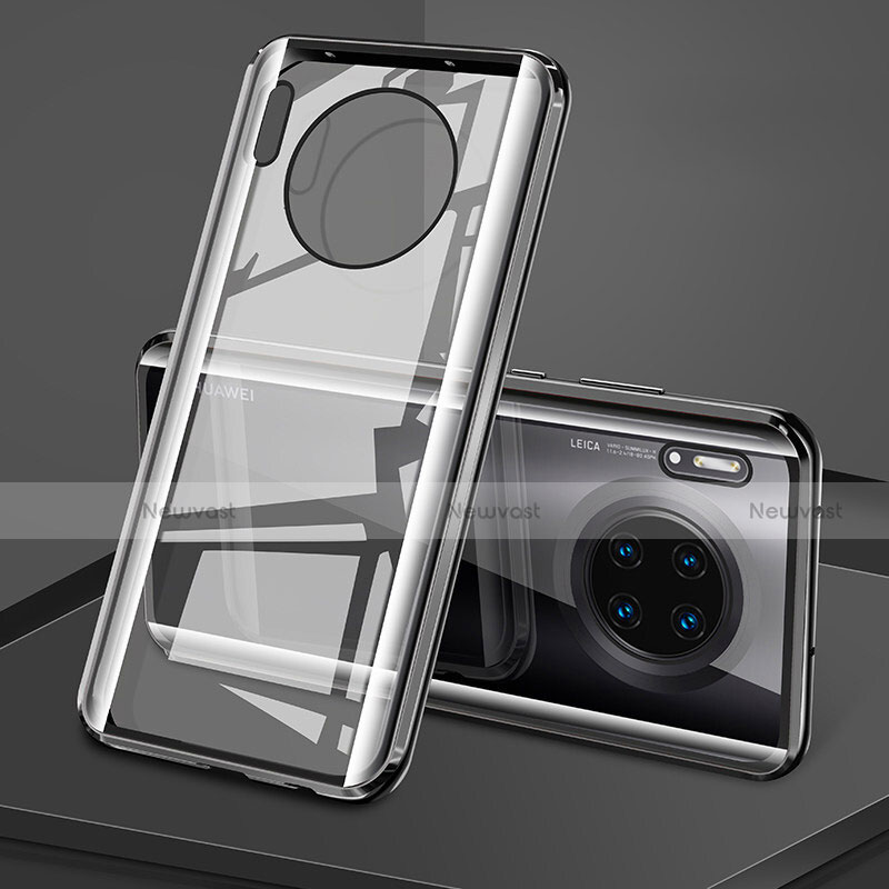 Luxury Aluminum Metal Frame Mirror Cover Case 360 Degrees T08 for Huawei Mate 30 5G Black