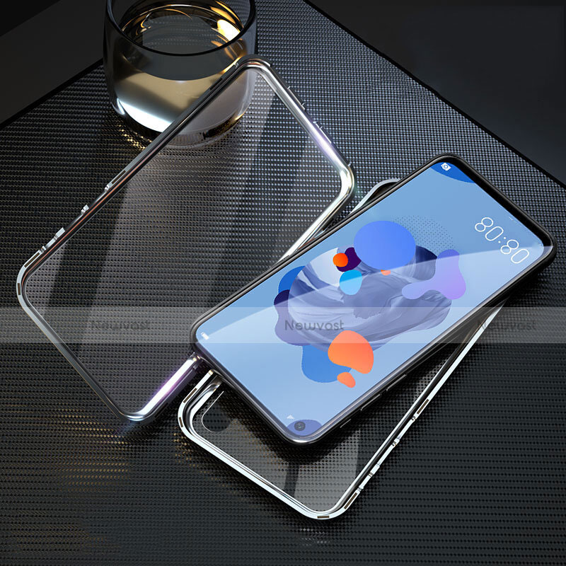 Luxury Aluminum Metal Frame Mirror Cover Case 360 Degrees T08 for Huawei P20 Lite (2019) Silver