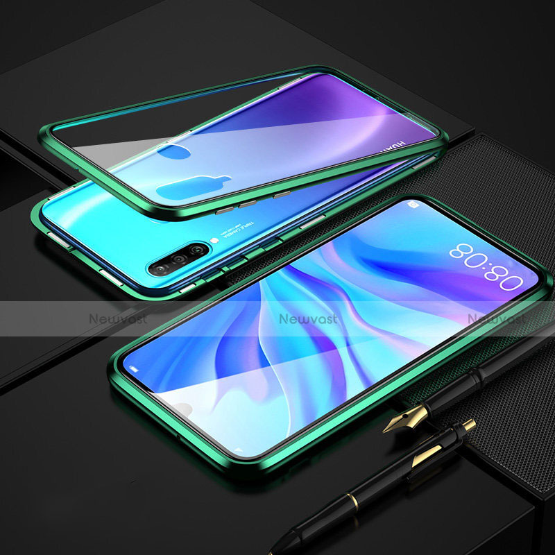 Luxury Aluminum Metal Frame Mirror Cover Case 360 Degrees T08 for Huawei P30 Lite New Edition Green