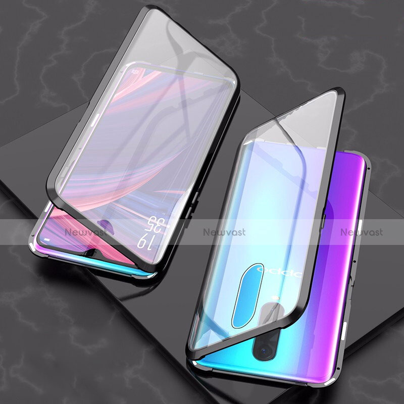 Luxury Aluminum Metal Frame Mirror Cover Case 360 Degrees T08 for Oppo R17 Pro Black