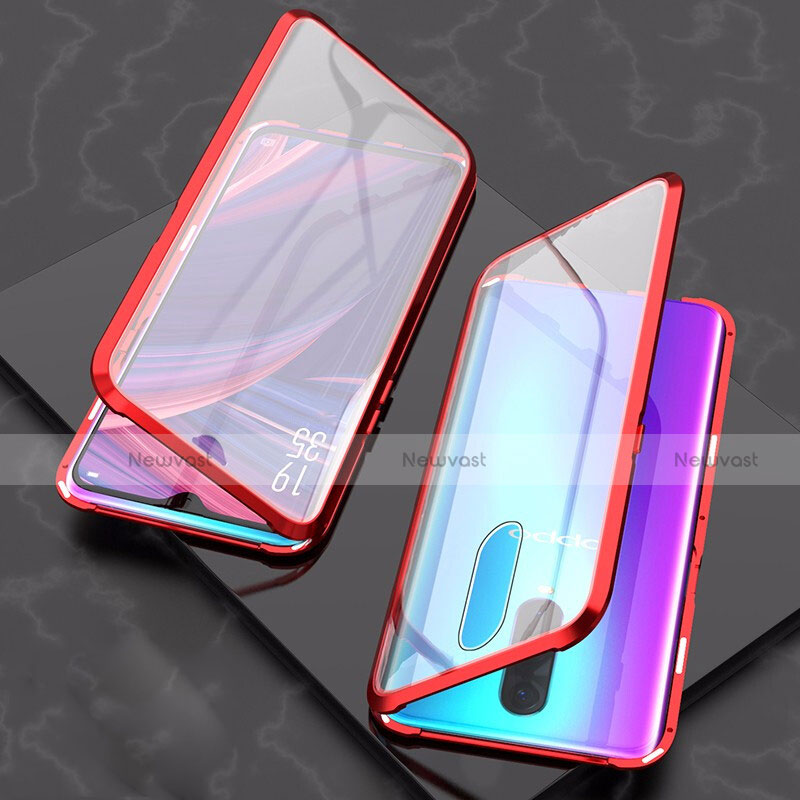 Luxury Aluminum Metal Frame Mirror Cover Case 360 Degrees T08 for Oppo R17 Pro Red