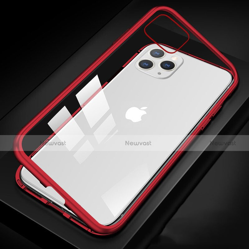 Luxury Aluminum Metal Frame Mirror Cover Case 360 Degrees T09 for Apple iPhone 11 Pro Max Red